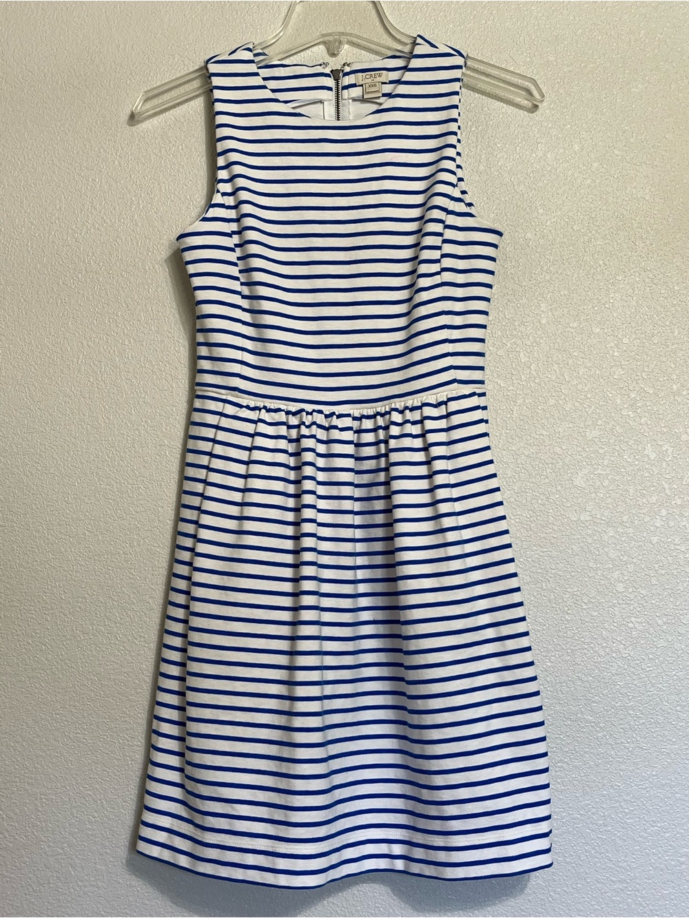J Crew Sleeveless Short Dress White Blue Stripe Size XXS